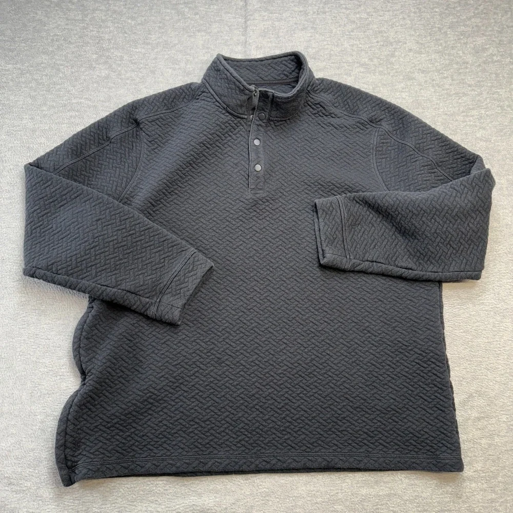 Rhone Sweater Mens‎ 2XL Faded Charcoal Black Weekender Quilted 1/4 Snap Pullover